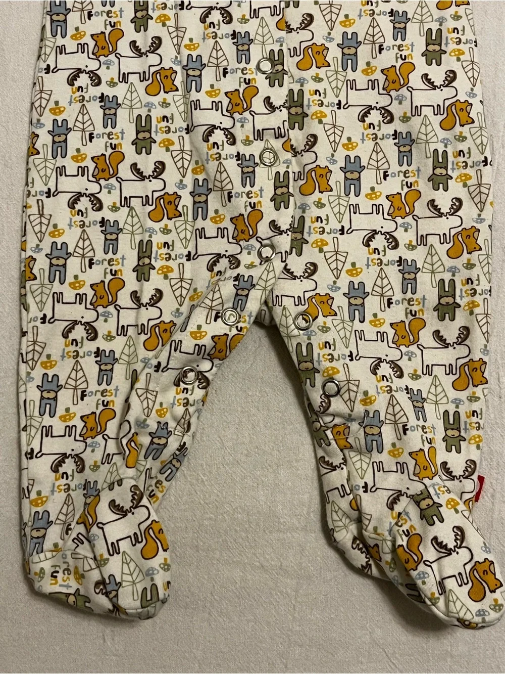 Zutano Organic Cotton One Piece Snap Front Woodland Forest Animals Infant 0-6mo